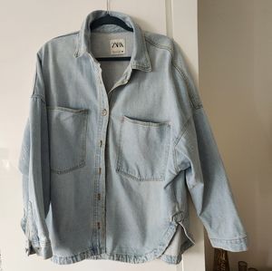 Slightly distressed and oversize Zara denim jacket